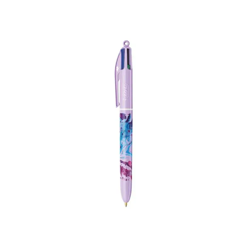 Stylo à Bille Clic 4 Couleurs Motifs Colorés Hydro Purple