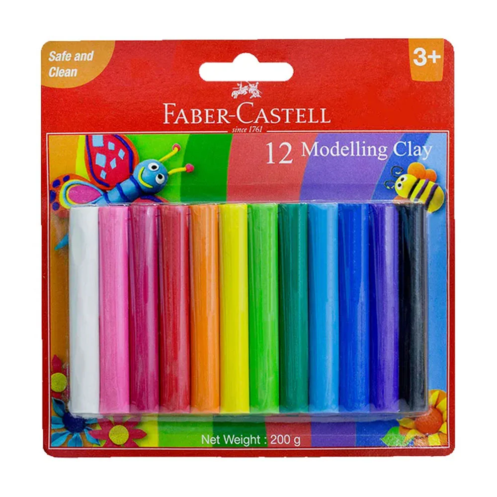 Pâte à Modeler 12 Couleurs 200g Faber Castel