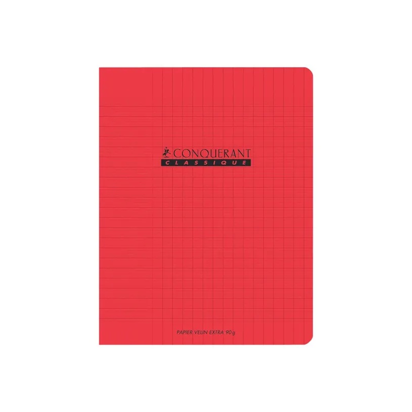 CAHIER PIQUE 96P SEYES 90G 17*22P ROUGE PP CONQUERANT