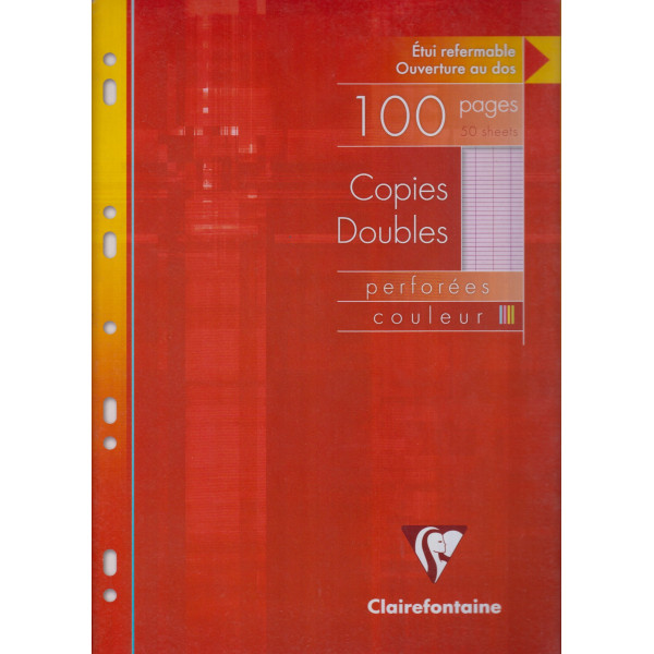 DOUBLES FEUILLES PERFOREES 21*29.7 SEYES 100P ROSE