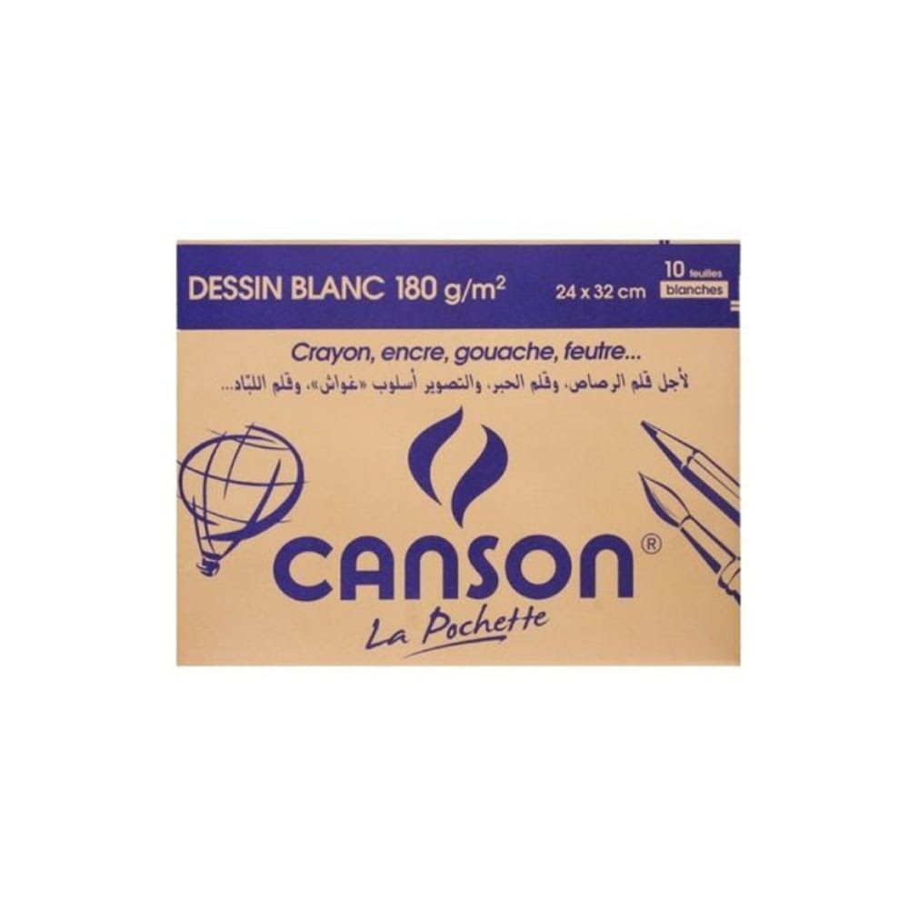 POCHETTE DESSIN 10 FEUILLES BLANC 24*32 180G CANSON