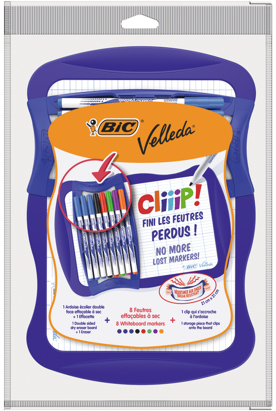 ARDOISE BLANCHE DOUBLE FACE+ 8 FEUTRE BIC VELLEDA