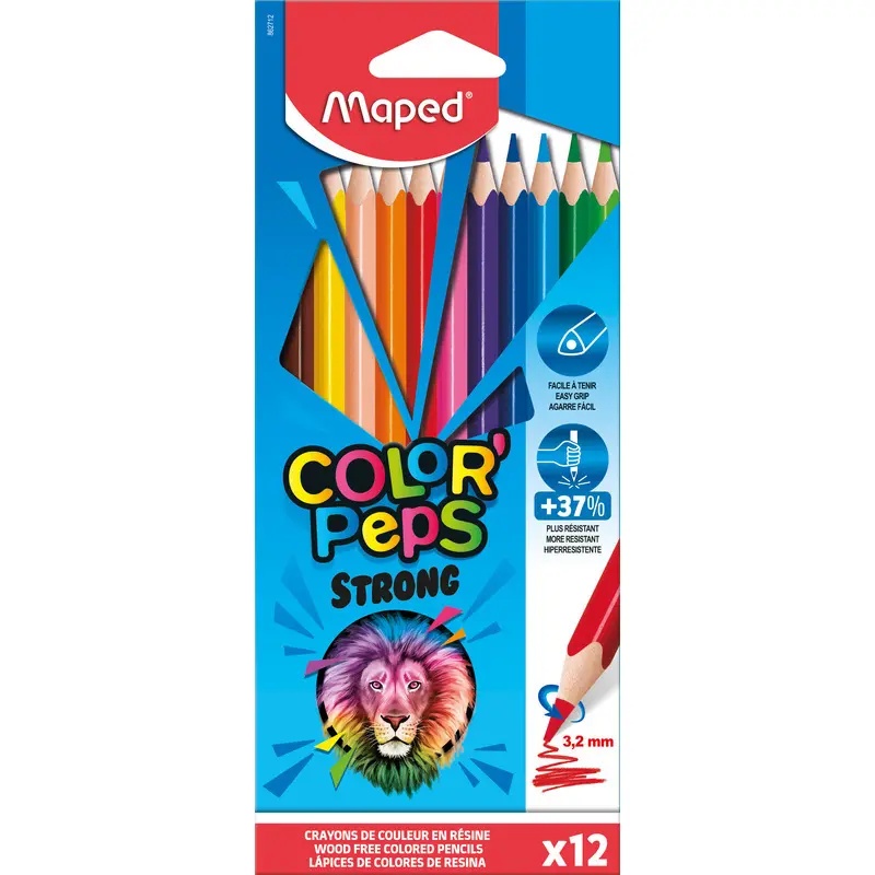 CRAYON COULEURS COLOR'PEPS 18 CM STRONG BTE DE 12 MAPED