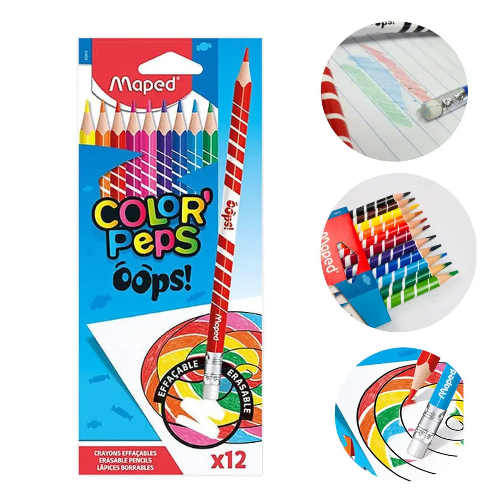 CRAYON COULEURS COLOR'PEPS OOPS EFFAÇABLE BTE DE 12 MAPED