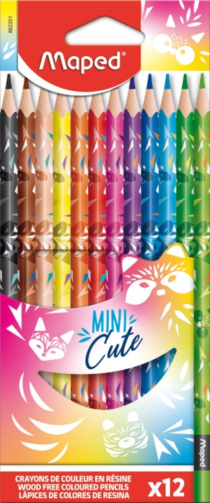 CRAYON COULEURS X 12P MINI CUTE 15.5CM MAPED