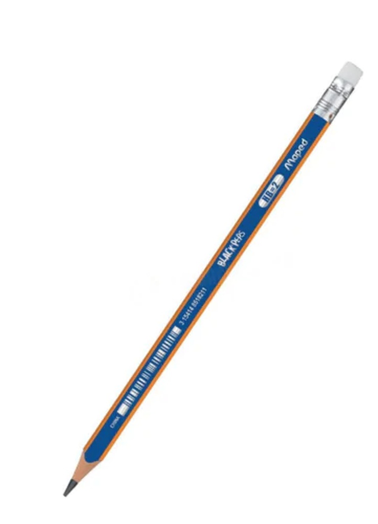 CRAYON GRAPHITE BLACK'PEPS HB2 + GOMME MAPED