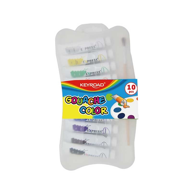 GOUACHE COULEUR 10 TUBES DE 12ML + PINCEAU MASHMALOW