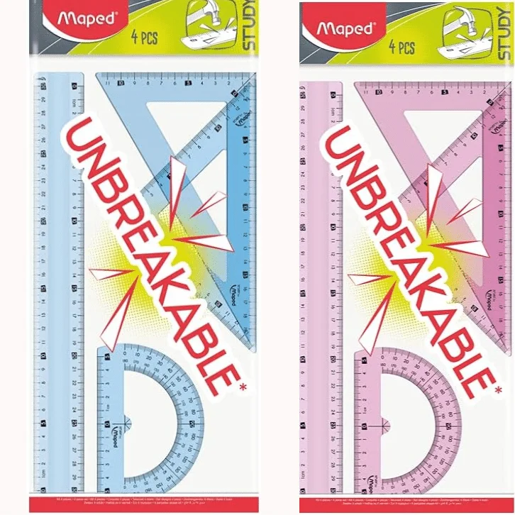 KIT DE TRAÇAGE 4 PCS INCASSABLE STUDY 20CM MAPED