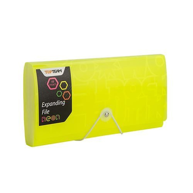 PORTE CHEQUIER 13 POCHETTES PM NEON JAUNE FLUO