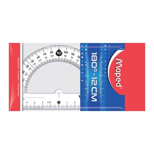 RAPPORTEUR 180°-12CM CRISTAL MAPED