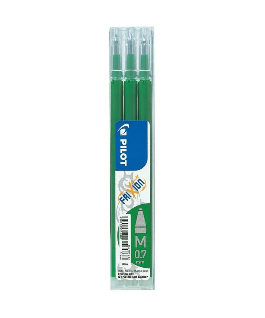 RECHARGE STYLO PILOT FRIXION 07 VERT ETUI DE 3