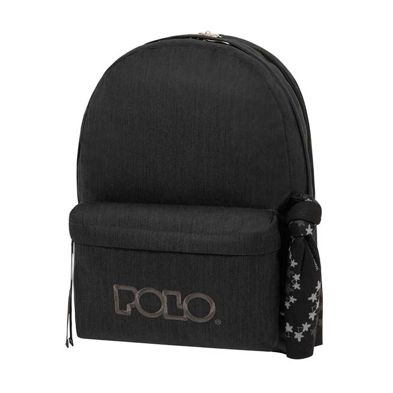 SAC À DOS POLO DOUBLE+SCARF GRIS NOIR