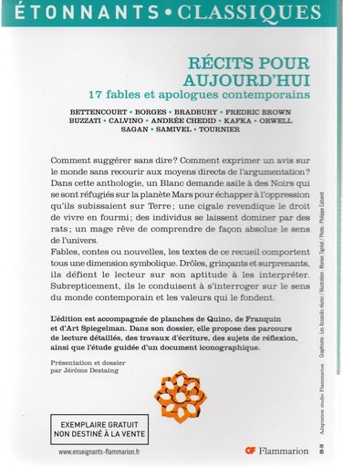 [9782081224698] RECITS POUR AUJOURD'HUI