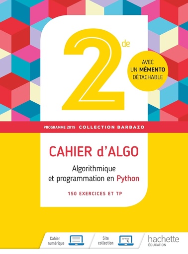 [9782017866039] CAHIER D'ALGO 2DE ALGORITHMIQUE & PROGRAMMATION EN PYTHON