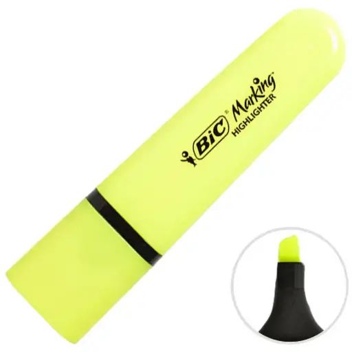 [3086123737433] Fluorescent Flat Highlighters Jaune Bic