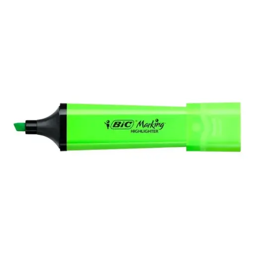 [3086123737457] Fluorescent Flat Highlighters Vert Bic