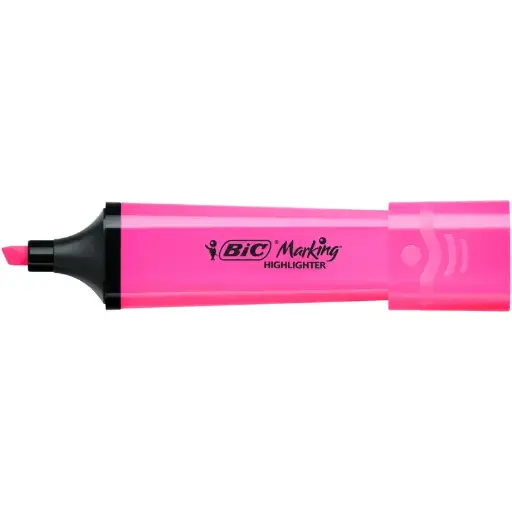 [3086123737464] Fluorescent Flat Highlighters Rose Bic