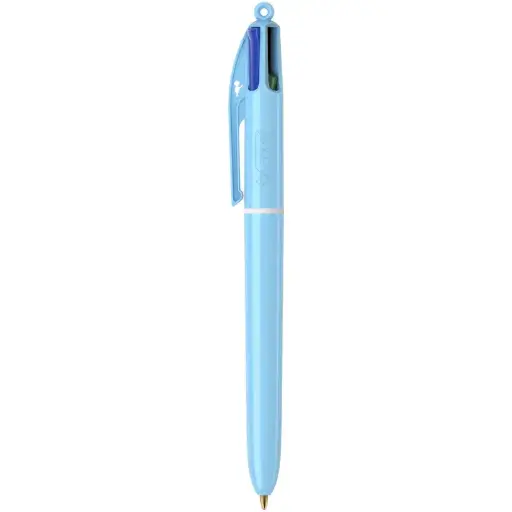 [3086123739703] Stylo à Bille Clic 4 Couleurs Pastel Bleu Bic