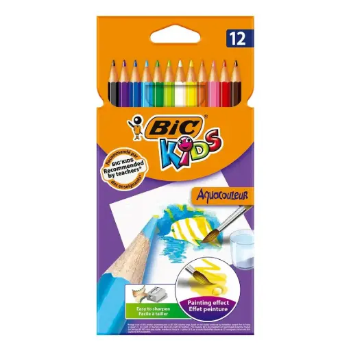 [3270220000280] Crayon Couleur Bic Kids Aquacouleur Bte 12