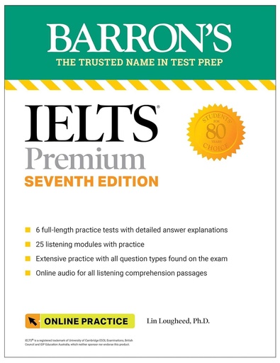 [9781506288291] BARRON'S IELTS PREMIUM: 6 PRACTICE TESTS+COMPREHENSIVE REVIEW & ONLINE AUDIO (7TH ED)