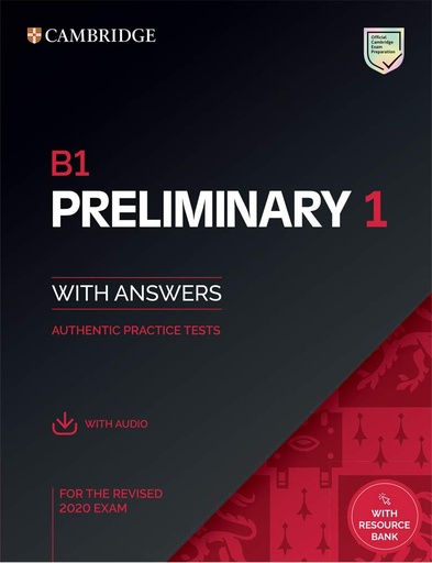 [9781108676410] CAMBRIDGE ENGLISH PRELIMINARY B1 (PET) 1 SBK+KEY & AUDIO DOWNLOAD (2020 EXAM)