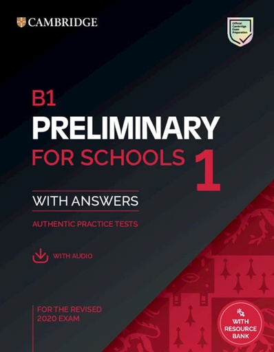 [9781108652292] CAMBRIDGE ENGLISH PRELIMINARY FOR SCHOOLS B1 (PET4S) 1 SBK+KEY & AUDIO DOWNLOAD (2020 EXAM)