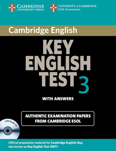 [9780521603904] CAMBRIDGE KEY ENGLISH TEST 3 SELF-STUDY PACK (SBK+KEY & CDS (2))