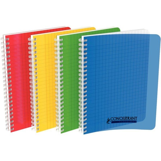 [3020120119014] CAHIER SPIRALE 100P SEYES 90G 17*22  PP CONQUERANT