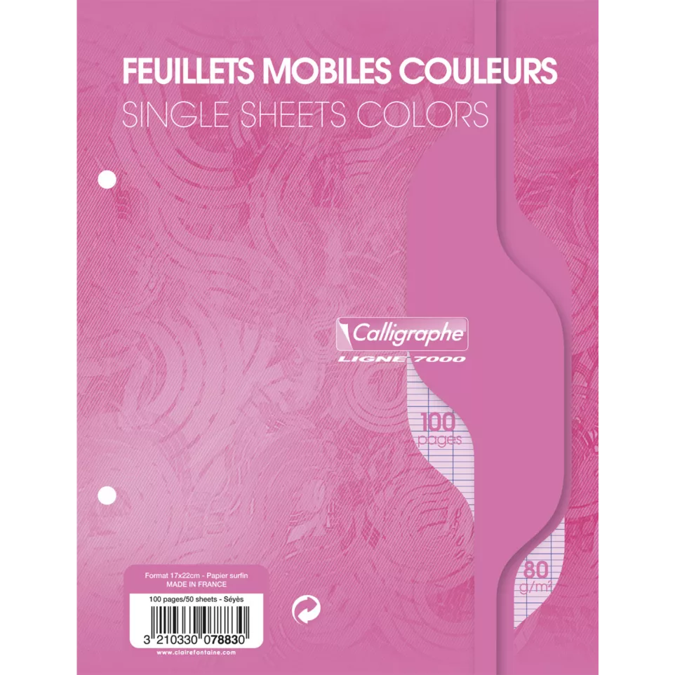 [3210330078830] FEUILLETS MOBILES ROSE17*22 CM 100P