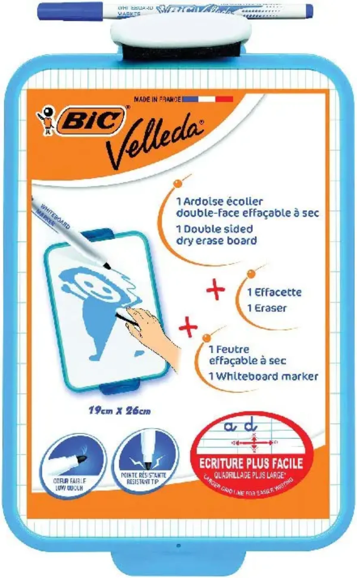 [3086129999576] ARDOISE BLANCHE DOUBLE FACE+ FEUTRE BIC VELLEDA PM