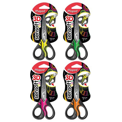 [3154144843102] CISEAUX SENSOFT 3D FLUO 13CM EN BLIST MAPED