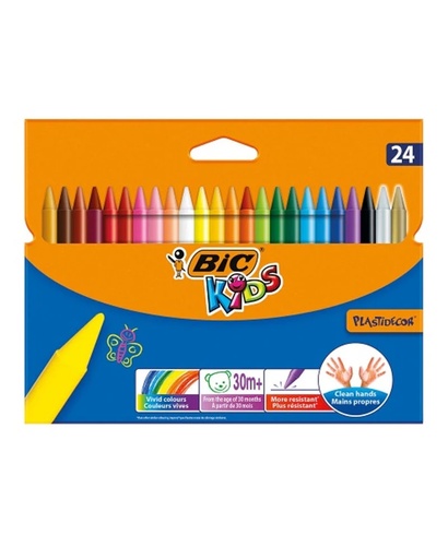 [3270220010722] CRAYON À LA CIRE BIC KIDS PLATIDECOR 24 PCS