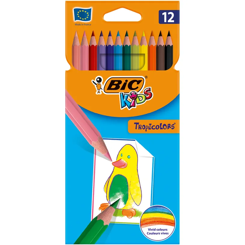 [3270220022503] CRAYON COULEUR BIC KIDS TROPICOLORS BTE 12