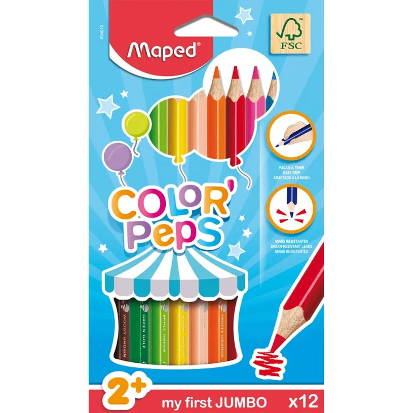 [3154148340102] CRAYON COULEUR COLOR'PEPS MAXI BTE DE 12 MAPED