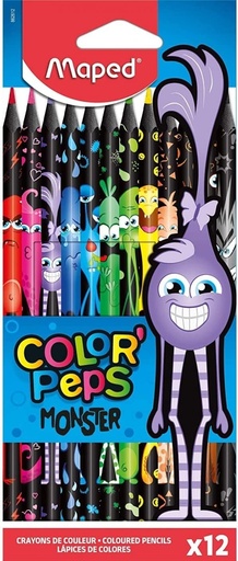 [3154148626121] CRAYON COULEUR COLOR'PEPS MONSTER BTE DE 12 MAPED
