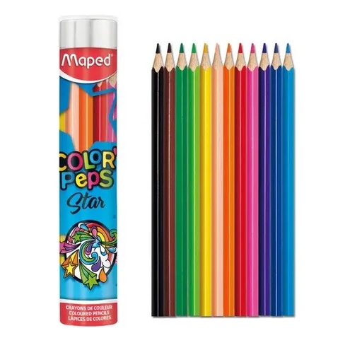[3154148320449] CRAYON COULEURS 18 CM 12 PCS EN TUBE METAL MAPED