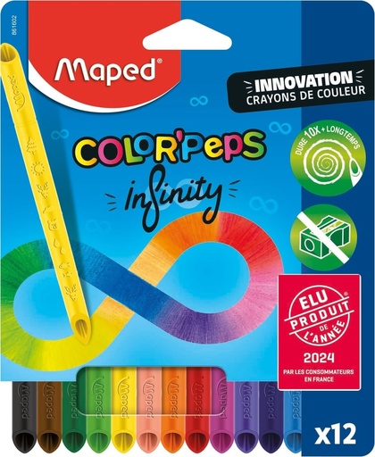 [3154148616023] CRAYON COULEURS COLOR'PEPS INFINITY BTE DE 12 MAPED