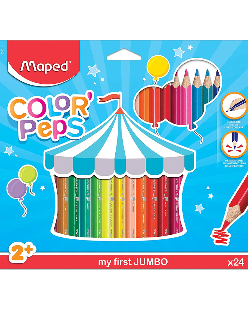 [3154148340133] CRAYON COULEURS COLOR'PEPS JUMBO 24 PCS MAPED