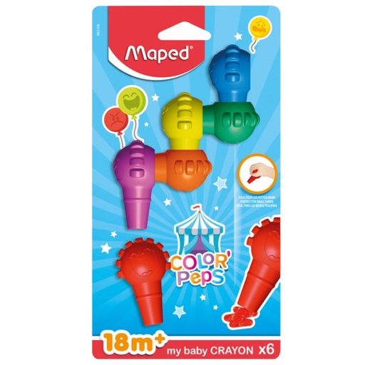 [3154148631064] CRAYON COULEURS DE CIRE BABY COLOR'PEPS 6 PCS