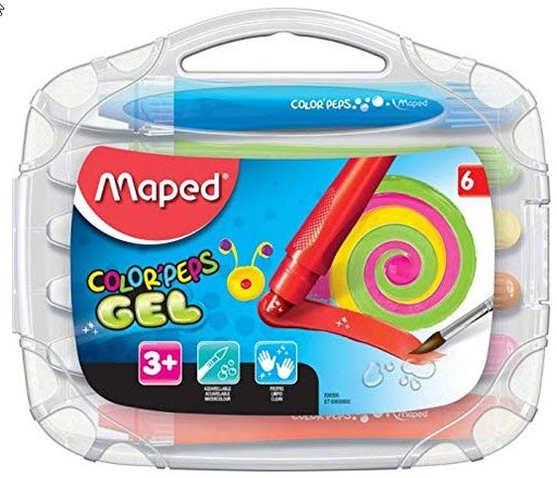 [3154148363064] CRAYON GEL COLOR'PEPS 6 EN ETUI DE PLASTIQUE MAPED