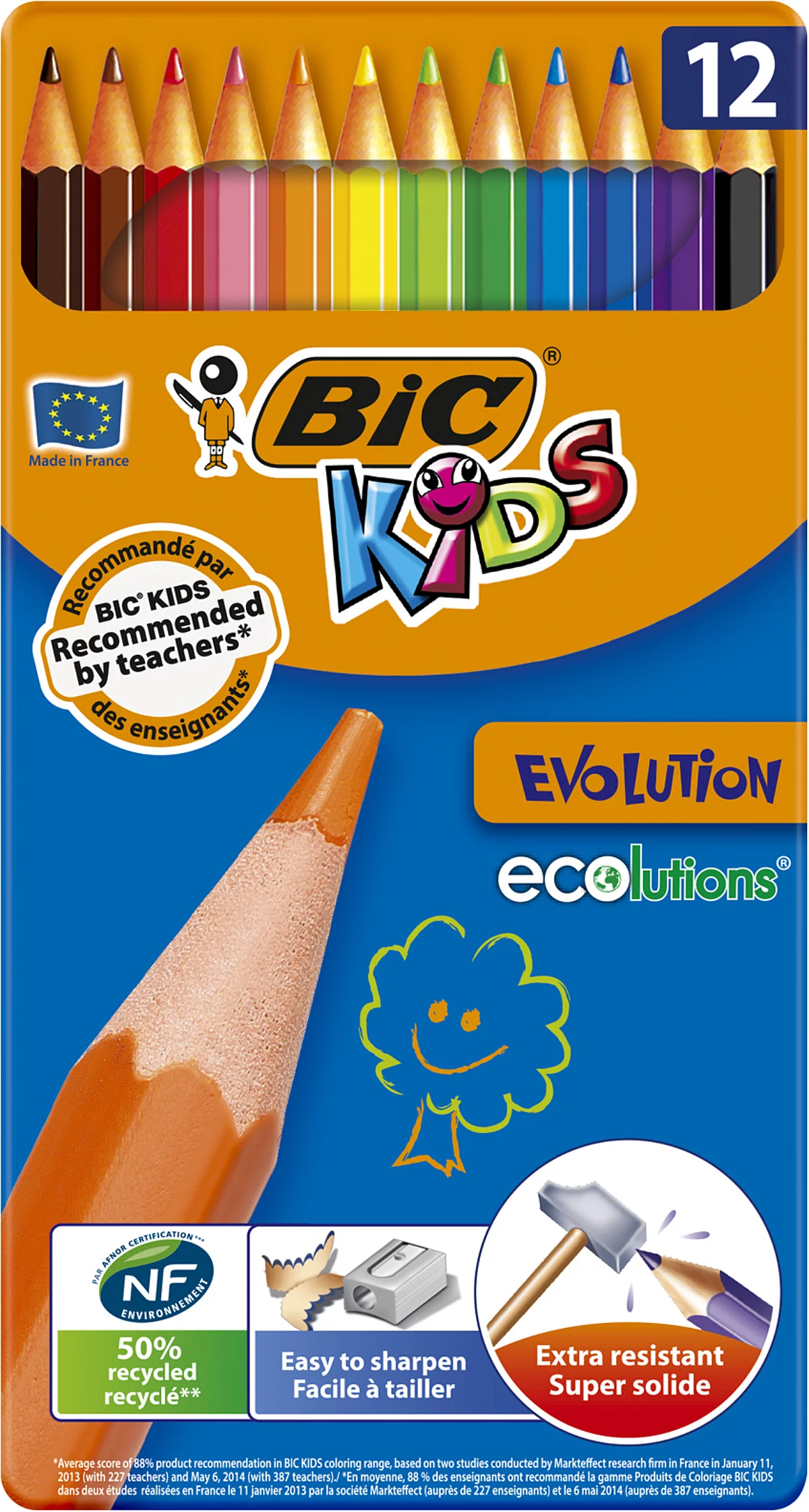 [3270220060949] FEUTRES BIC KIDS EVOLUTION METAL 12 PCS