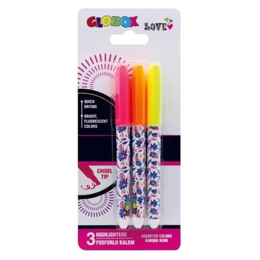 [8681137334088] FLUORESCENT STYLO SACHET DE 3 GLOBOX