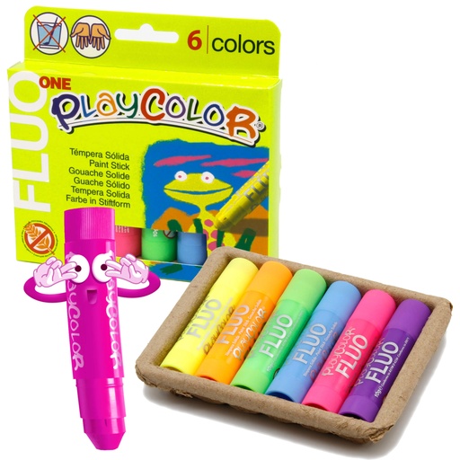[8414213104318] GOUACHE SOLIDE EN STICK FLUO PLAYCOLOR BTE DE 6