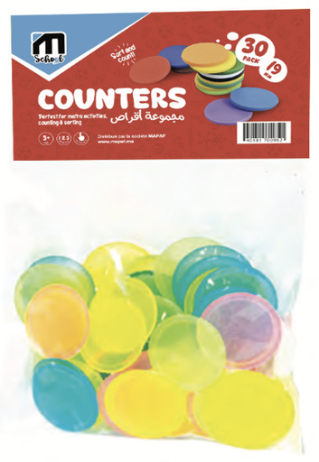 [55A240050] JETON POUR COMPTAGE 2,4CM 5 COULEURS SACHET 50 PCS