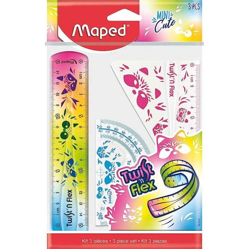 [3154149818280] KIT DE TRAÇAGE 3 PCS CRISTAL 15CM MINI CUTE TWIST & FLEX MAPED