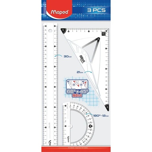 [3154148971214] KIT DE TRAÇAGE 3 PCS GEOMETRIC EN BLISTER MAPED