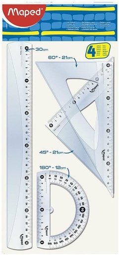 [3154142428202] KIT DE TRAÇAGE 4 PCS CRISTAL 20CM EN BLISTER MAPED