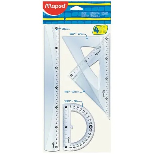 [3154142428301] KIT DE TRAÇAGE 4 PCS CRISTAL 30CM EN BLISTER MAPED