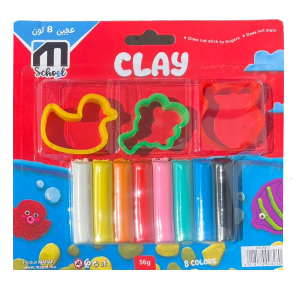 [4018170098280] PÂTE À MODELER 8 COULEURS 56G M.SCHOOL