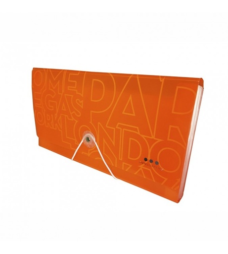 [6932717101807] PORTE CHEQUIER 13 POCHETTES PM NEON ORANGE FLUO